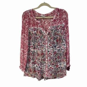 Lucky Brand Long Sleeve Sheer Top Blouse Size XS